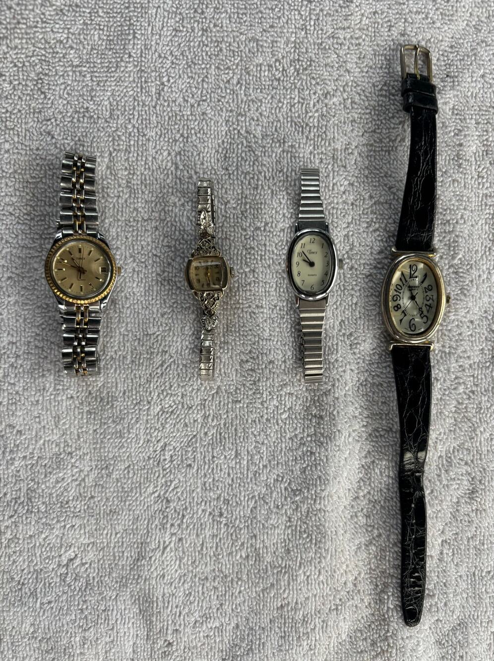 Vintage Bundle Lot 4 Watches Timex Sonnet 1940-1950 Diamonds?